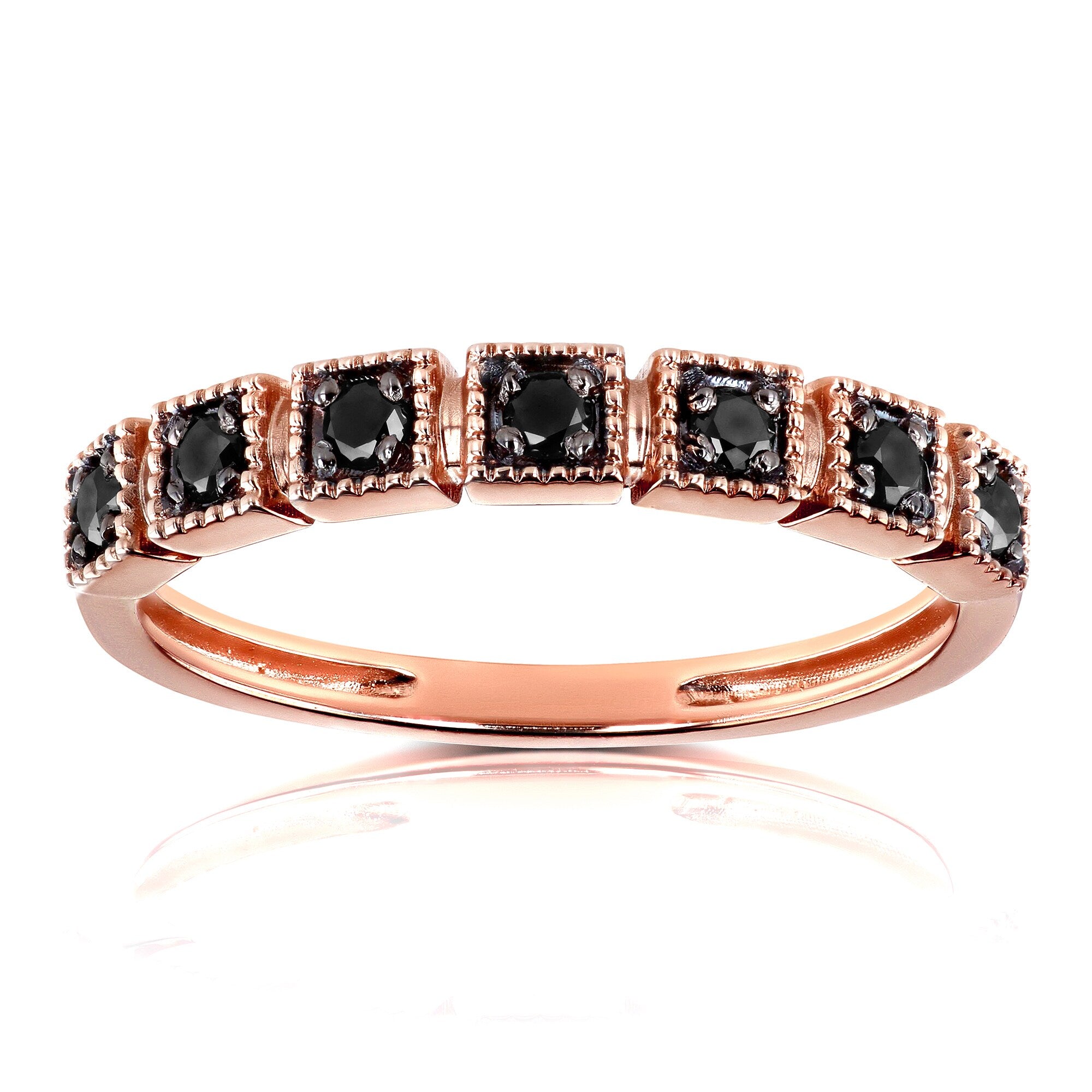 Annello By Kobelli 10K Rose Gold 1 6Ct Tdw Black Diamond Wedding Ring