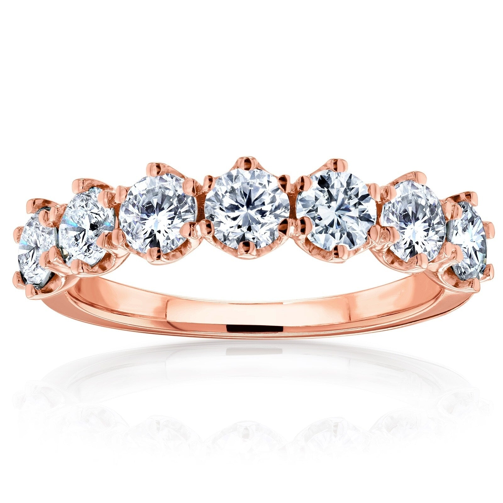Annello By Kobelli 14K Gold 1 1 4Ct Tdw 7 Stone Prong Set Diamond Ring