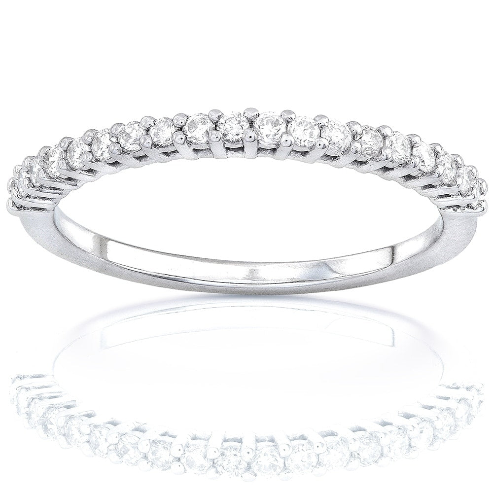 Annello By Kobelli 14K Gold 1 4Ct Lab Grown Diamond Prong Semi Eternity Womens Wedding Band