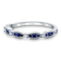 Annello By Kobelli 14K Gold 1 5Ct Tgw Blue Sapphire And White Diamond Natural Gemstone Ring Stackable Band