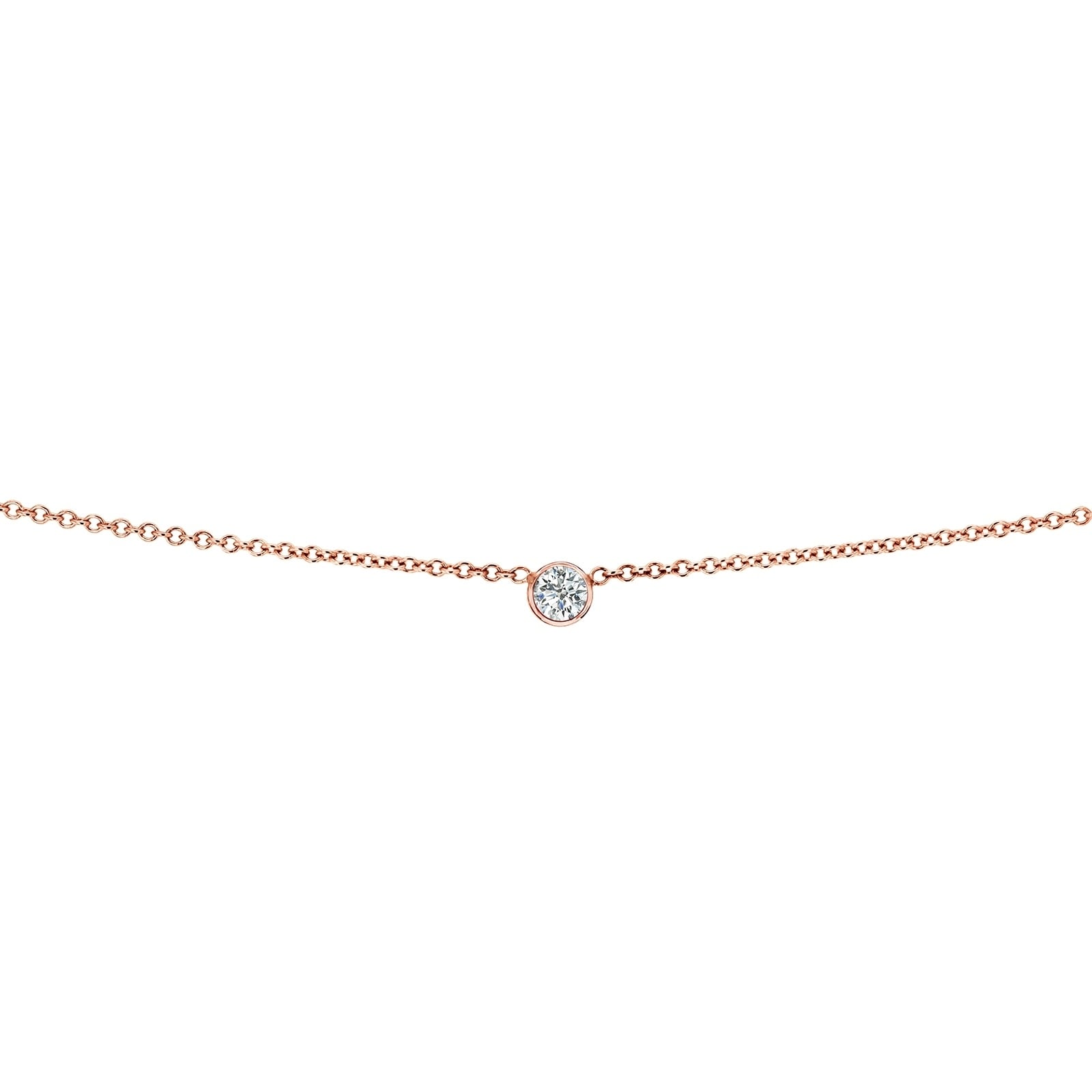 Annello By Kobelli 14K Gold 1 6 Carat Solitaire Diamond Bezel Choker Necklace Adjustable 13 14 15 Inch