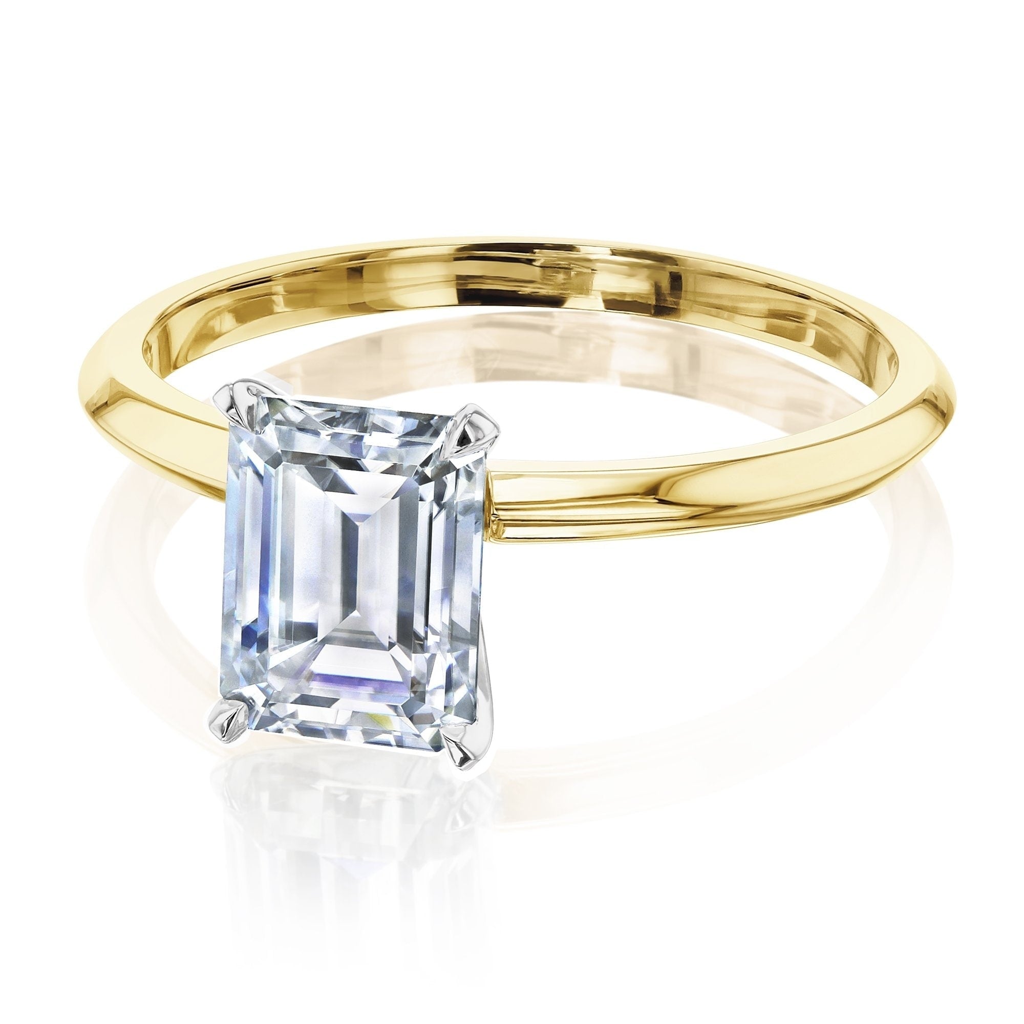 Annello By Kobelli 14K Gold 1.75 Carat Emerald Moissanite Solitaire Engagement Ring Hi Vs