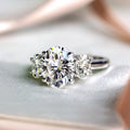 Annello By Kobelli 14K Gold 4 Carats Tgw Oval Moissanite Three Stone X Prong Trellis Bold Engagement Ring Hi Vs