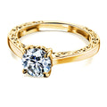 Annello By Kobelli 14K Gold One Carat Moissanite Solitaire Filigree Engraved Engagement Ring