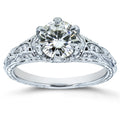 Annello By Kobelli 14K White Gold 1 1 6Ct Tgw Moissanite And Diamond 6 Prong Antique Engagement Ring
