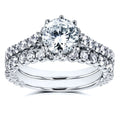 Annello By Kobelli 14K White Gold 2 1 10Ct Tdw Round Brilliant Diamond 8 Prong Center Standing Halo Bridal Set H I I1 I2