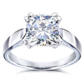 Annello By Kobelli 14K White Gold 2 Carat Cushion Moissanite Solitaire 4 Prong Peg Head Engagement Ring Hi Vs