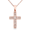 Annello By Kobelli 14K White Yellow Or Rose Gold 1 6Ct Tdw Diamond Cross Necklace