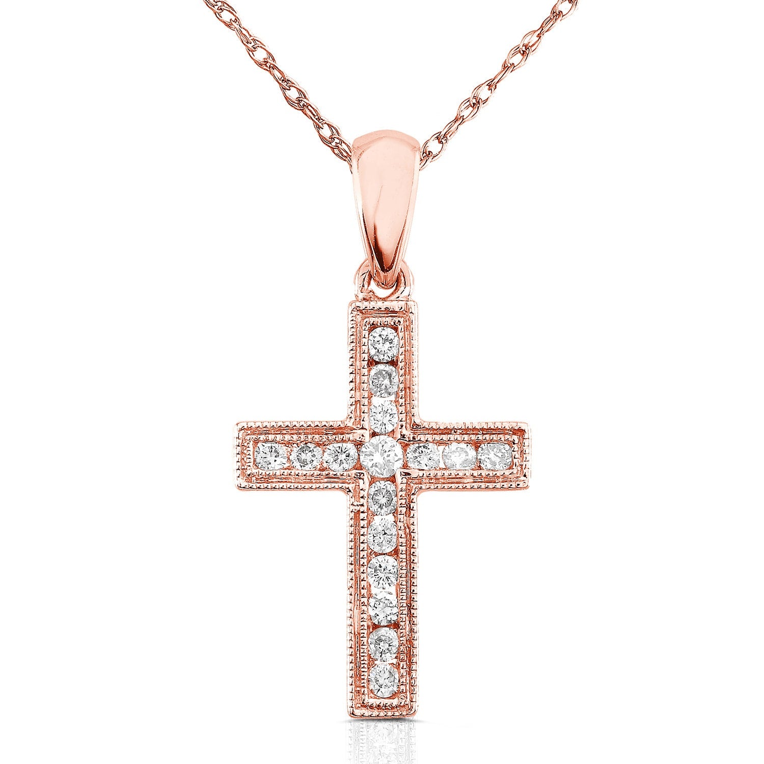 Annello By Kobelli 14K White Yellow Or Rose Gold 1 6Ct Tdw Diamond Cross Necklace