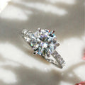 Annello By Kobelli 3.10 Carat Round Moissanite And 1 2Ct Lab Grown Diamond 6 Prong Engagement Ring In 14K Gold Ghi Vs