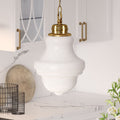 Annie Brass And White Milk Glass Pendant Brass Milk Glass