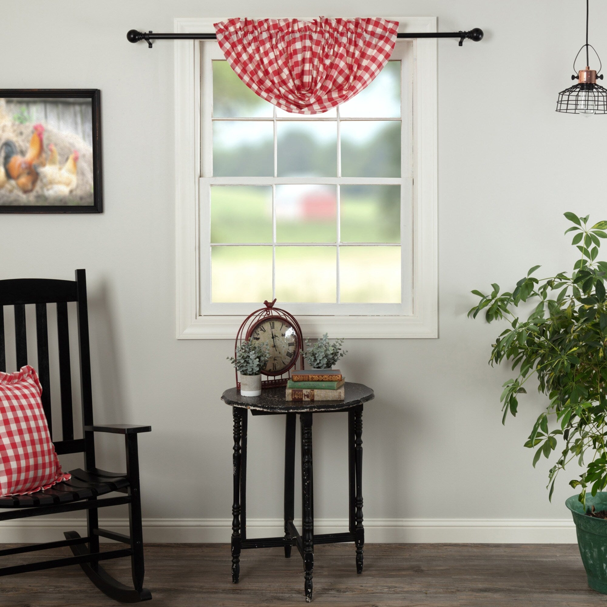 Vhc Brands Farmhouse Kitchen Annie Buffalo Check Balloon Valance Cotton Curtains