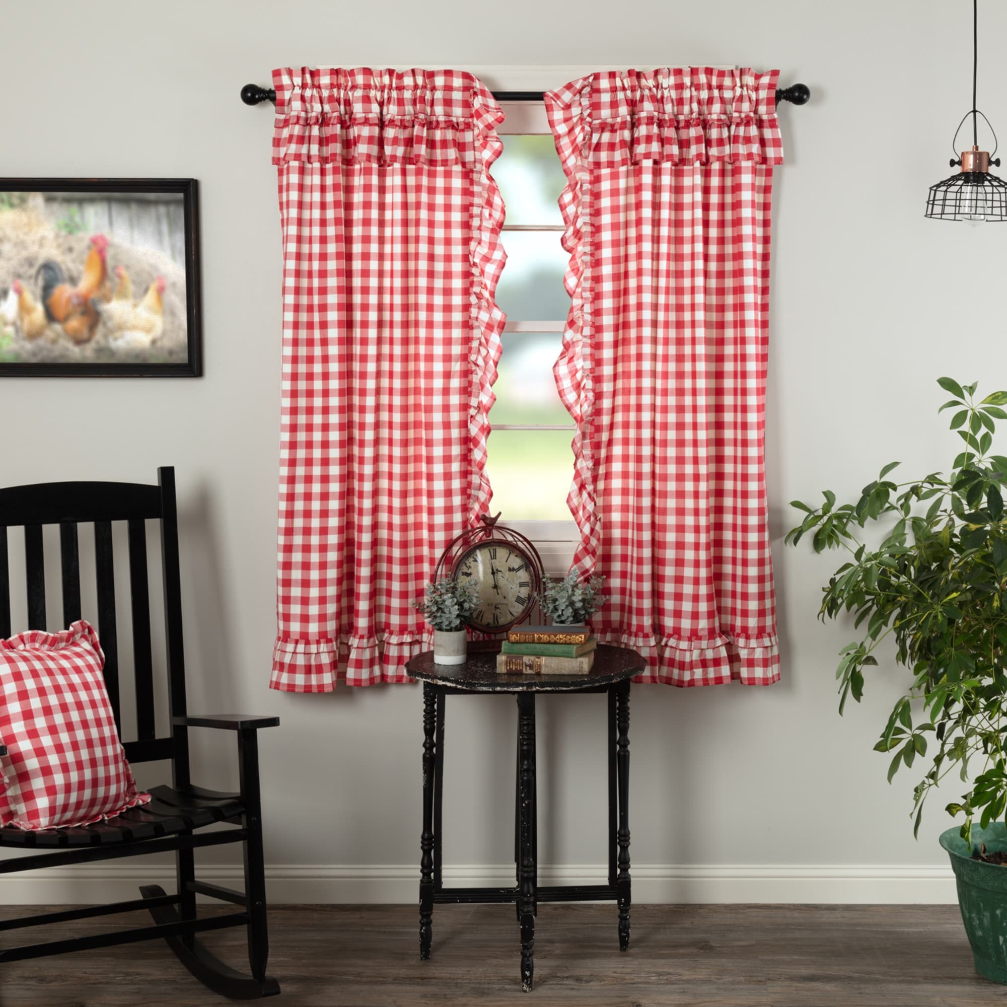 Vhc Brand Farmhouse Annie Buffalo Cotton Check Panel Pair With Rod Pocket
