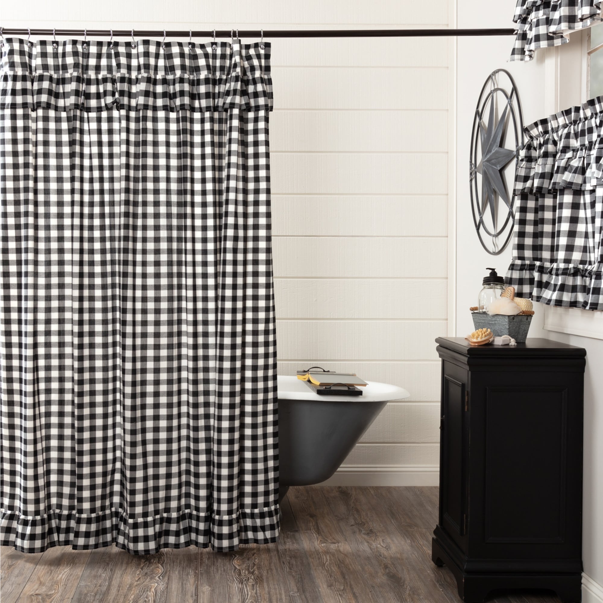 Farmhouse Bath Vhc Annie Buffalo Check Shower Curtain Rod Pocket Cotton Buffalo Check