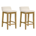 Annikah Low Back Boucle Bar Stool Counter Height Kitchen Barstool With Wood Legs