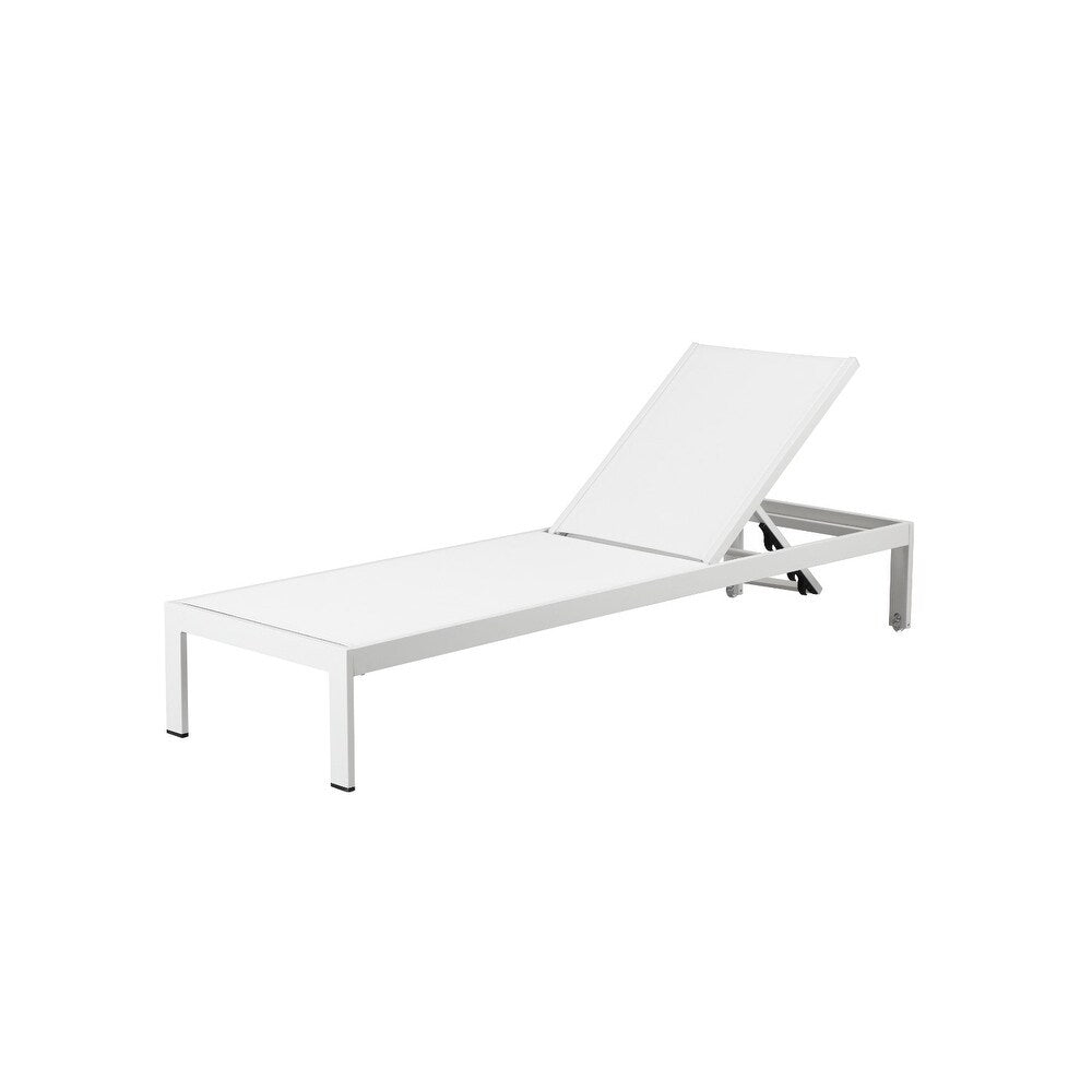 Anodized Aluminum Modern Patio Lounger In White