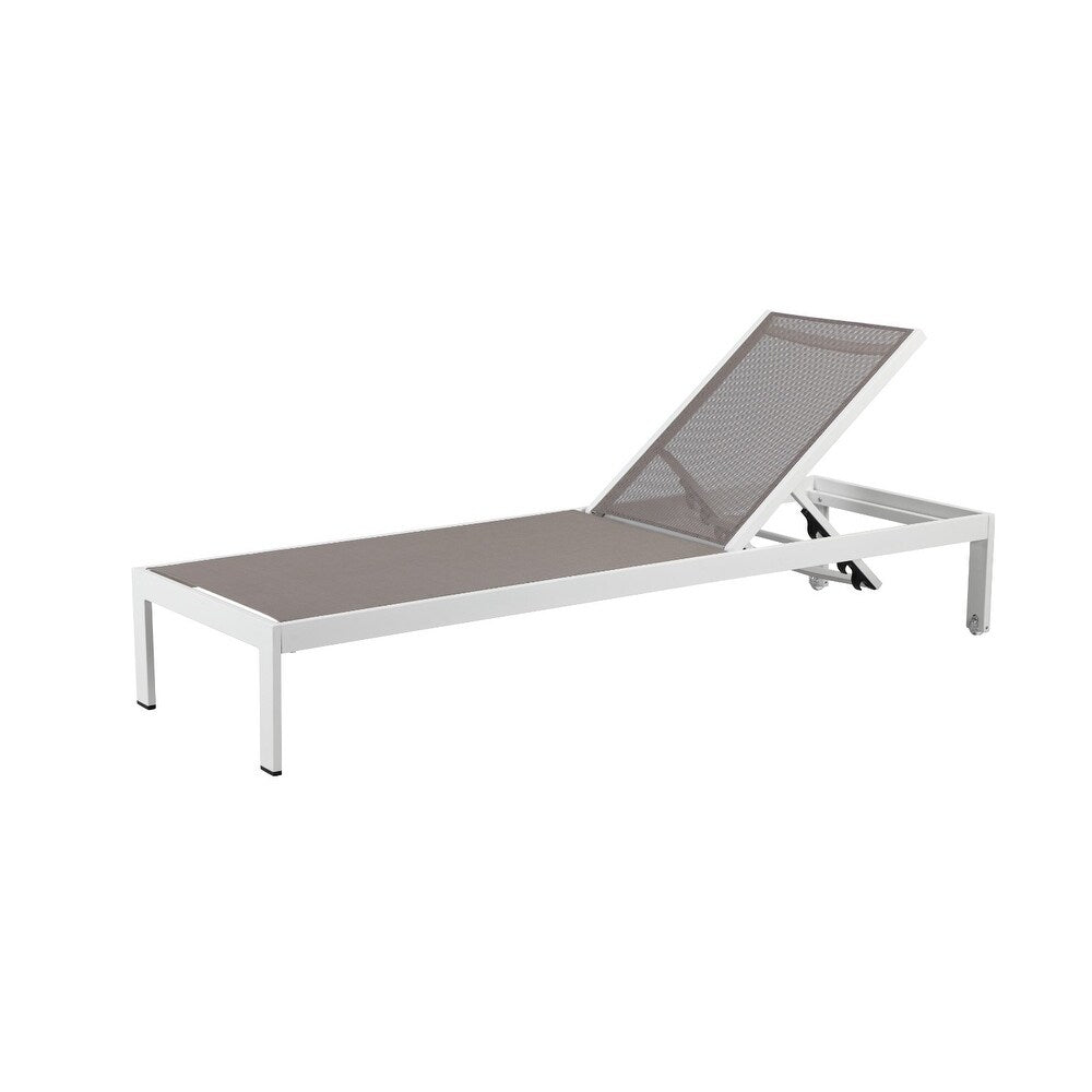 Anodized Aluminum Modern Patio Lounger In White And Gray