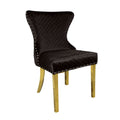 Anova Dining Side Chair Set Of 2 Diamond Pattern Black Seat Gold Leg
