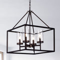 Anson Clear Pillar Glass Antique Bronze 4 Light Square Pendant