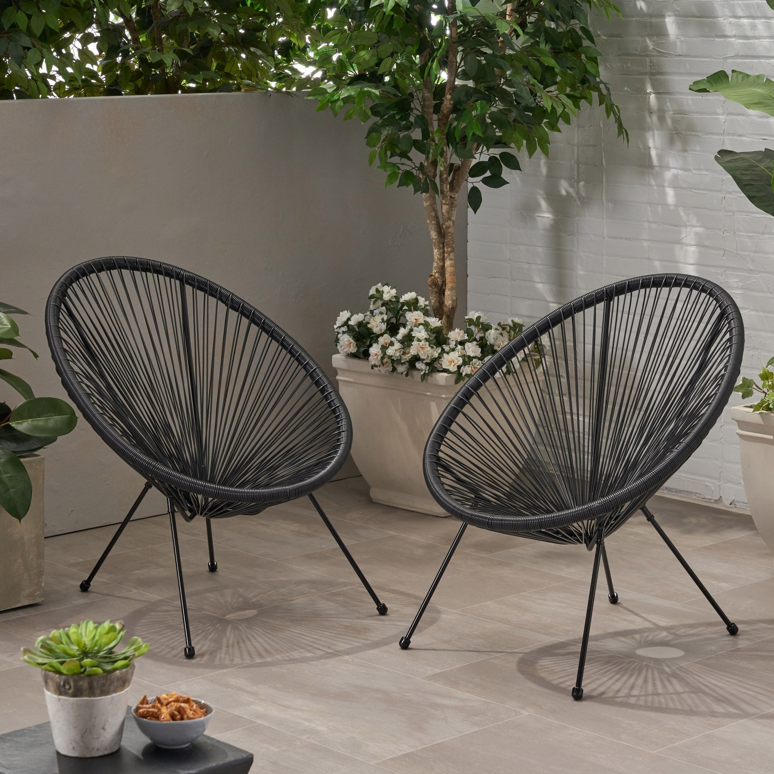 Anson Outdoor Hammock Weave Chair With Steel Frame Set Of 2 By Christopher Knight Home