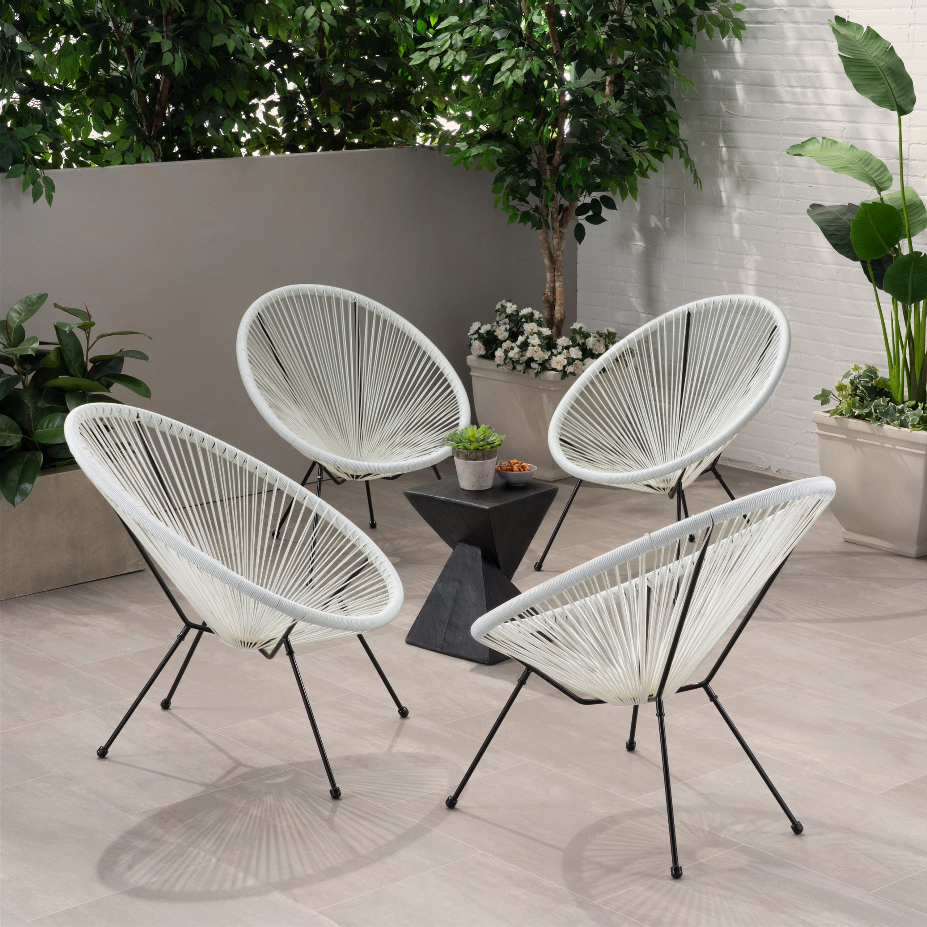 Anson Outdoor Hammock Weave Chair With Steel Frame Set Of 4 By Christopher Knight Home