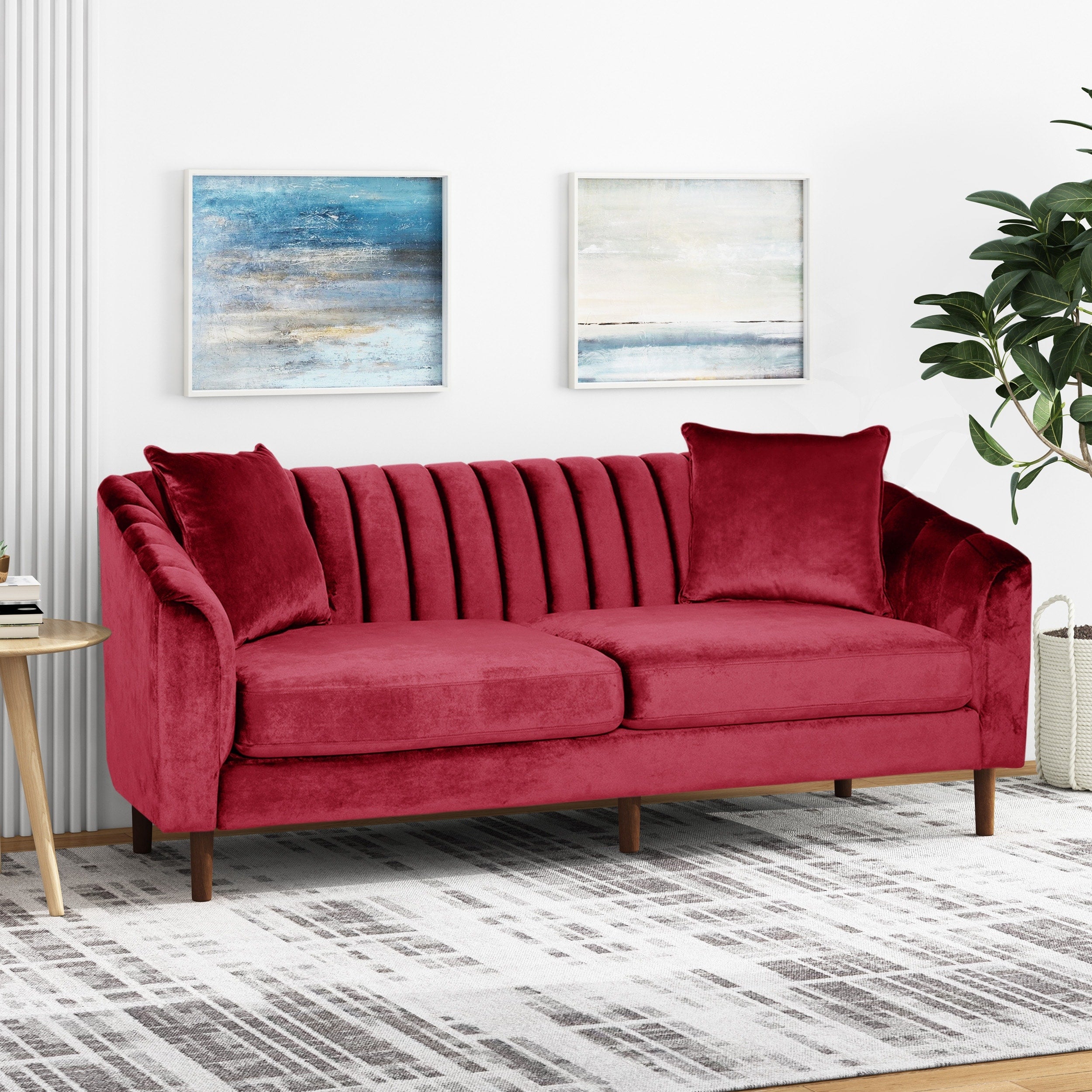 Ansonia Contemporary 3 Seater Velvet Sofa By Christopher Knight Home