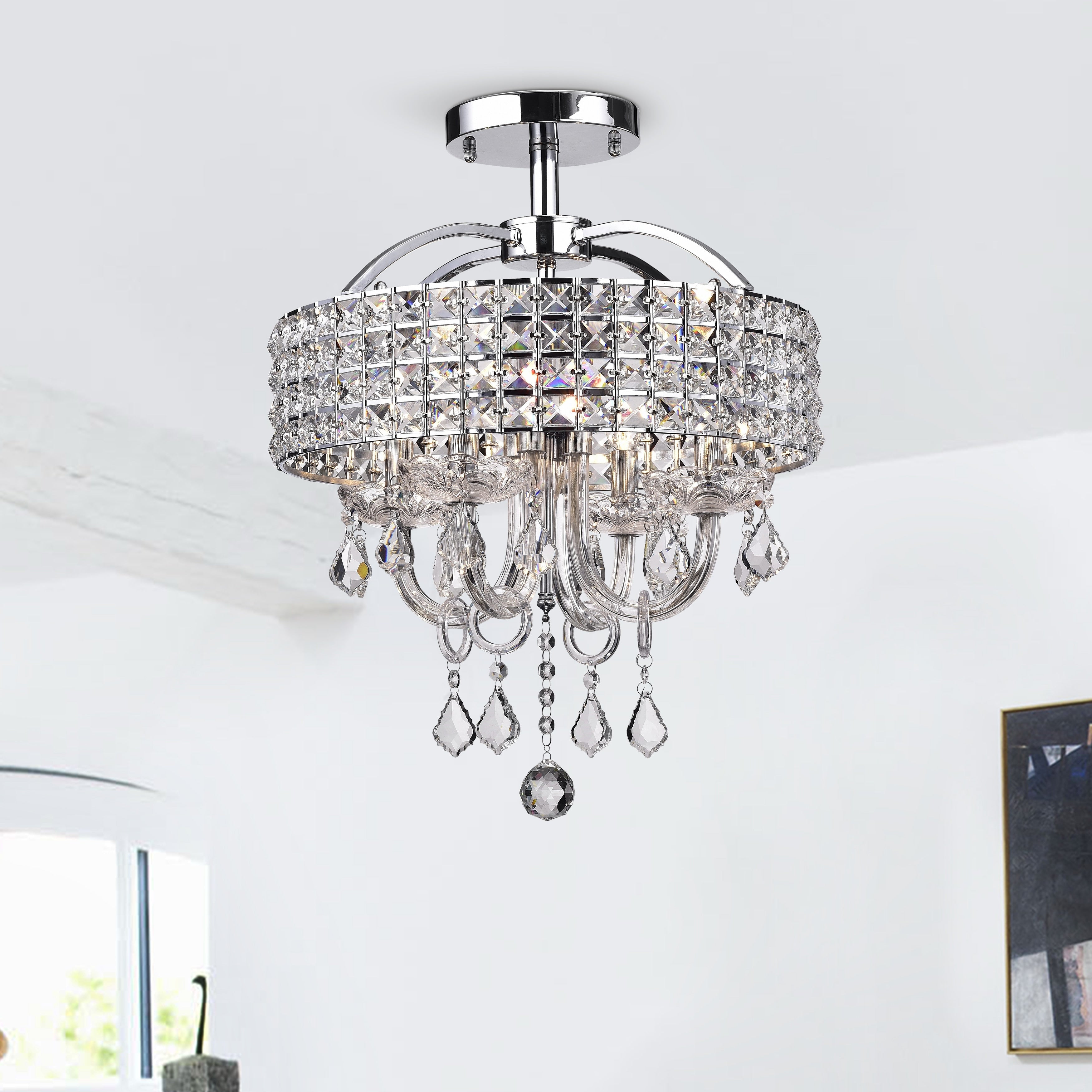 Antares 4 Light Chrome Semi Flush Mount Chrome Finish