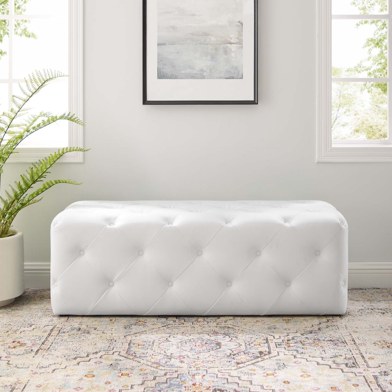 Anthem 48 Tufted Button Entryway Faux Leather Bench