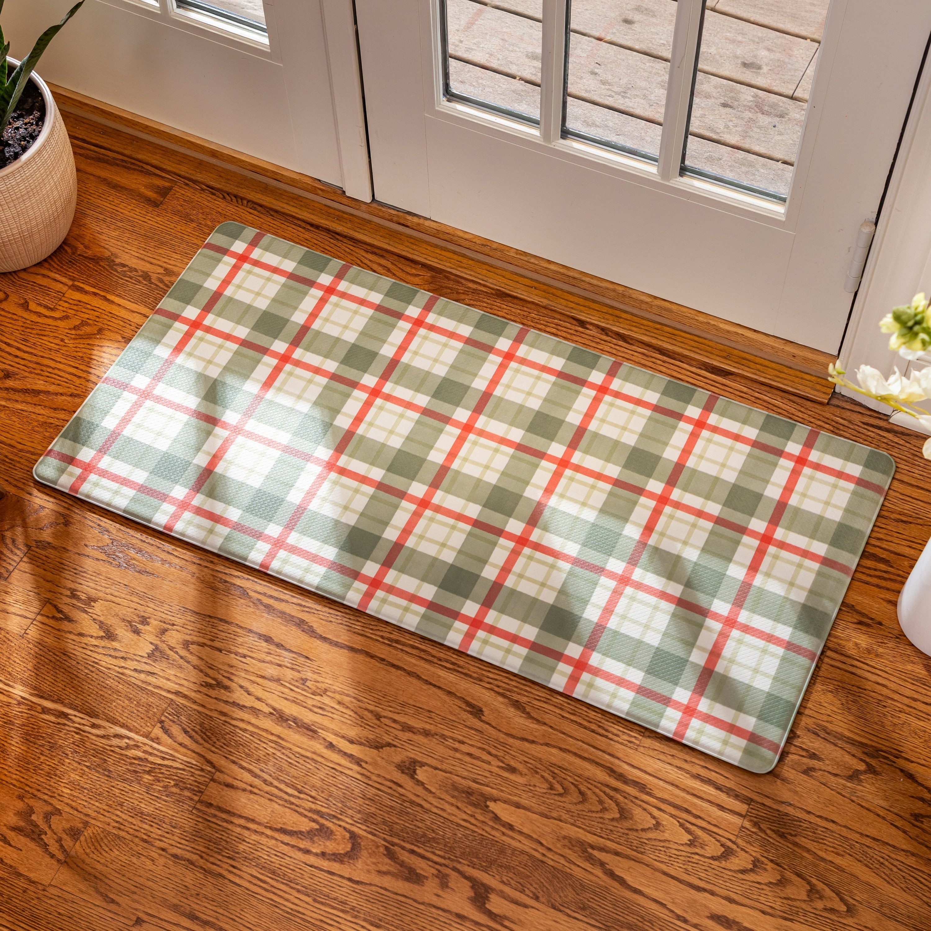 Anti Fatigue Door Mat Merry Plaid 30 X 18