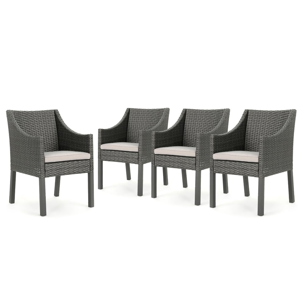 Antibes Outdoor Wicker Dining Chair With Cushions Set Of 4 By Christopher Knight Home