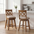 Antique 26.5 Swivel Counter Height Bar Stools Upholstered Seat With Double X Back