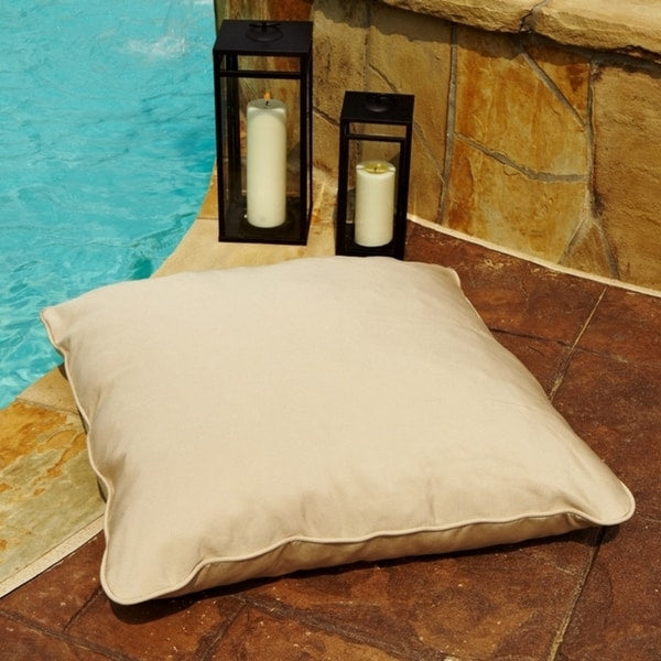 Antique Beige 26 Inch Square Indoor Outdoor Floor Pillow With Sunbrella Fabric