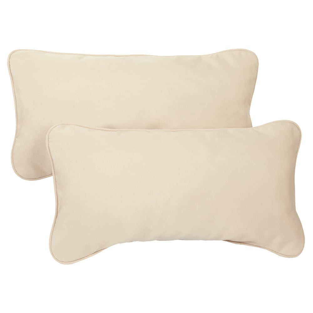 Antique Beige Corded 12 X 24 Inch Indoor Outdoor Lumbar Pillows With Sunbrella Fabric Set Of 2