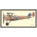 Antique Biplane 1 Hand Made Dimensional Collage Framed Glass Wall Art Under Tempered Glass In Black Frame