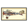 Empire Art Antique Biplane 3 Hand Made Signed Art Collage By Ead Artists Co Op Under Tempered Glass In Black Frame