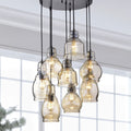 Mariana Cognac Glass Cluster Pendant In Antique Black Finish