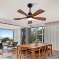 Antique Black Wood Bedroom Ceiling Fan With Dimmable Led Light