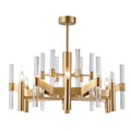 Antique Brass Metal Ceiling Fixture With Clear Crystal Rods
