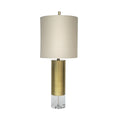Antique Brass Metal Table Lamp With Clear Crystal Base