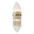 Antique Brass Metal Wall Sconce With Clear Glass Rods
