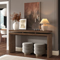 Antique Brown Wooden Farmhouse Console Table With Double Shelf Suspension Entryway Sofa Table Easy Assembly By Gdfstudio