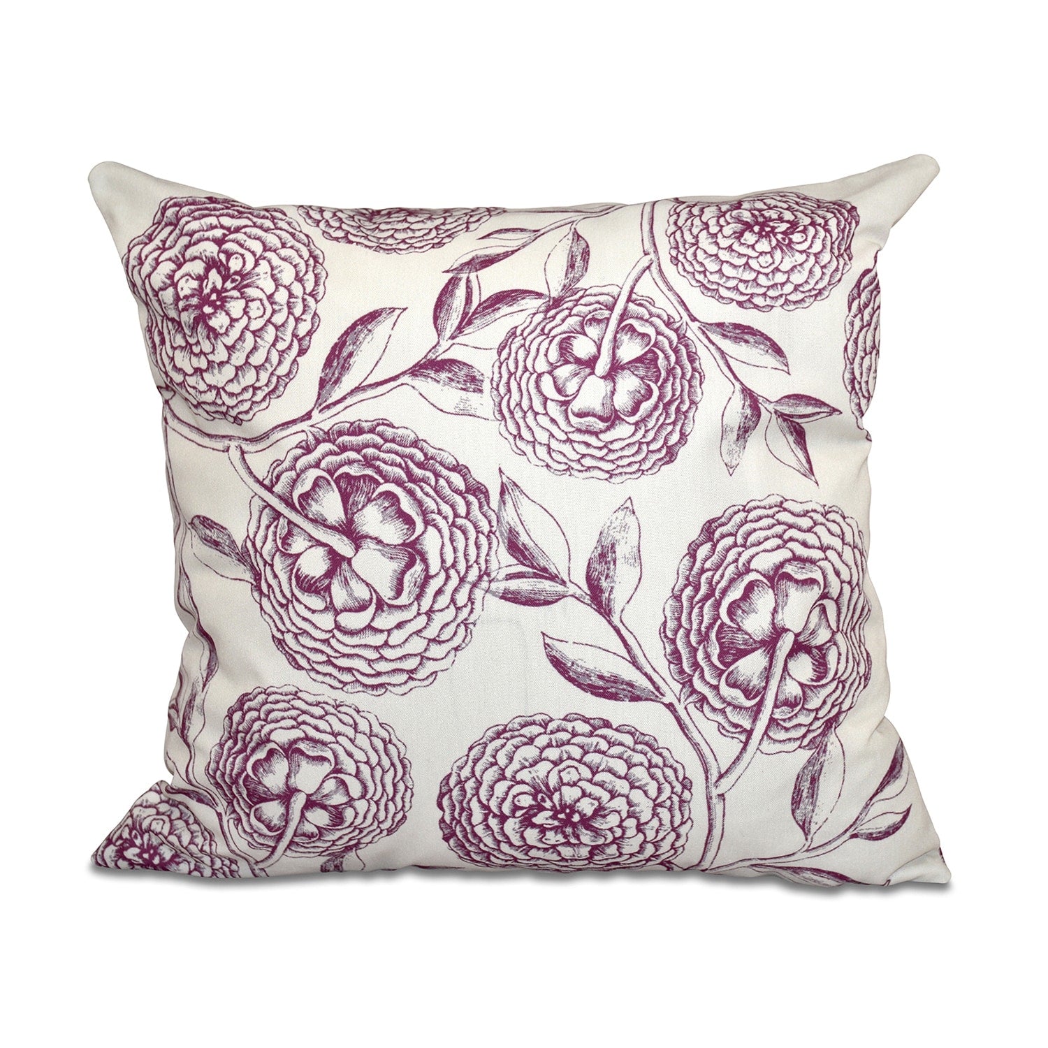 Antique Flowers Floral Print 18 Inch Throw Pillow