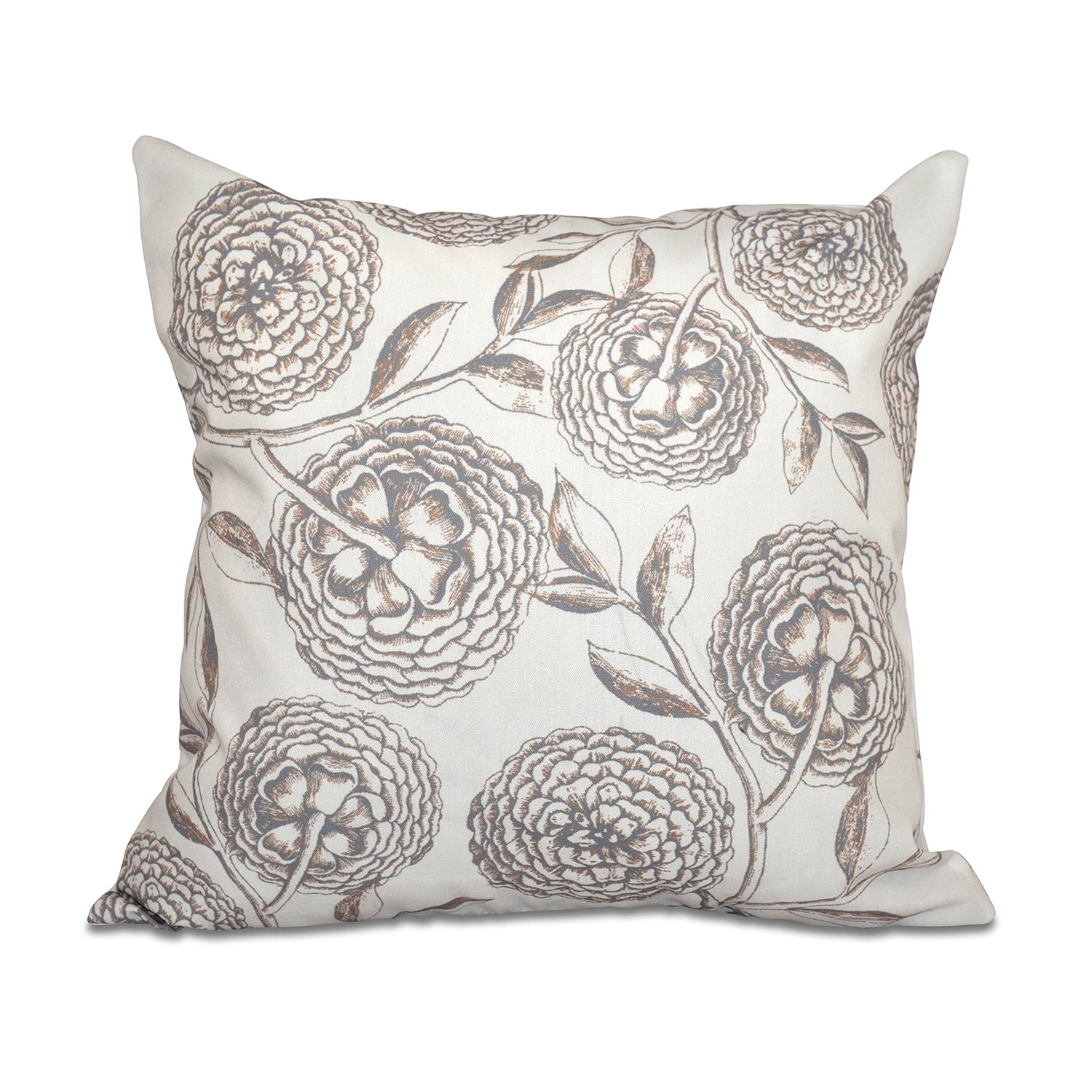 Antique Flowers Floral Print 26 Inch Throw Pillow