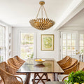 Antique Gold Olive Leaf 6 Light Chandelier Light 22.05 Wx24.8 H
