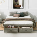 Antique Gray Queen Size Platform Bed Frame With Storage Drawers