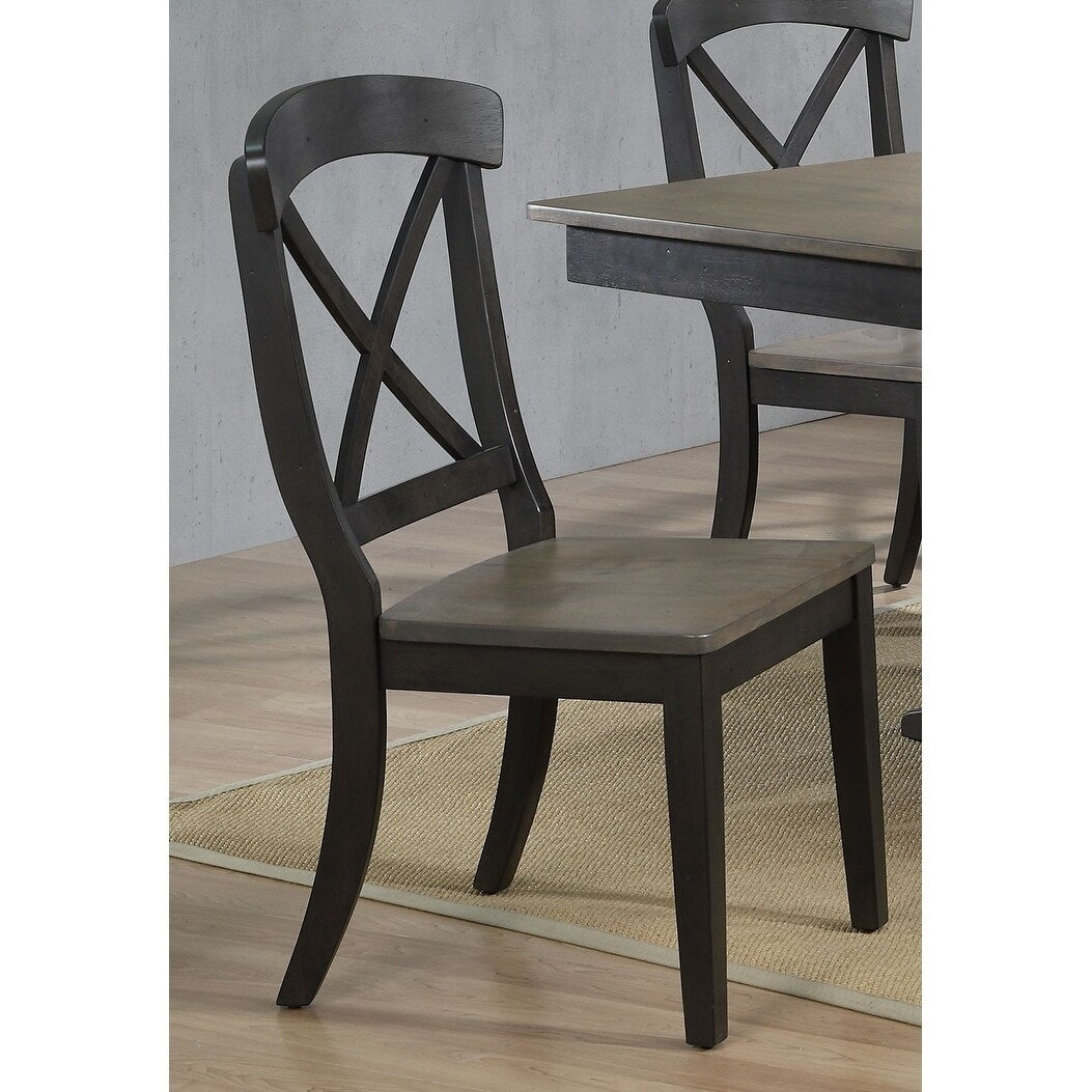 Antique Grey Stone Black Stone Transitional X Back Dining Chair N A