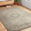 Antique Inspired Vintage Beige Ivory Distressed Rug 96 X 13