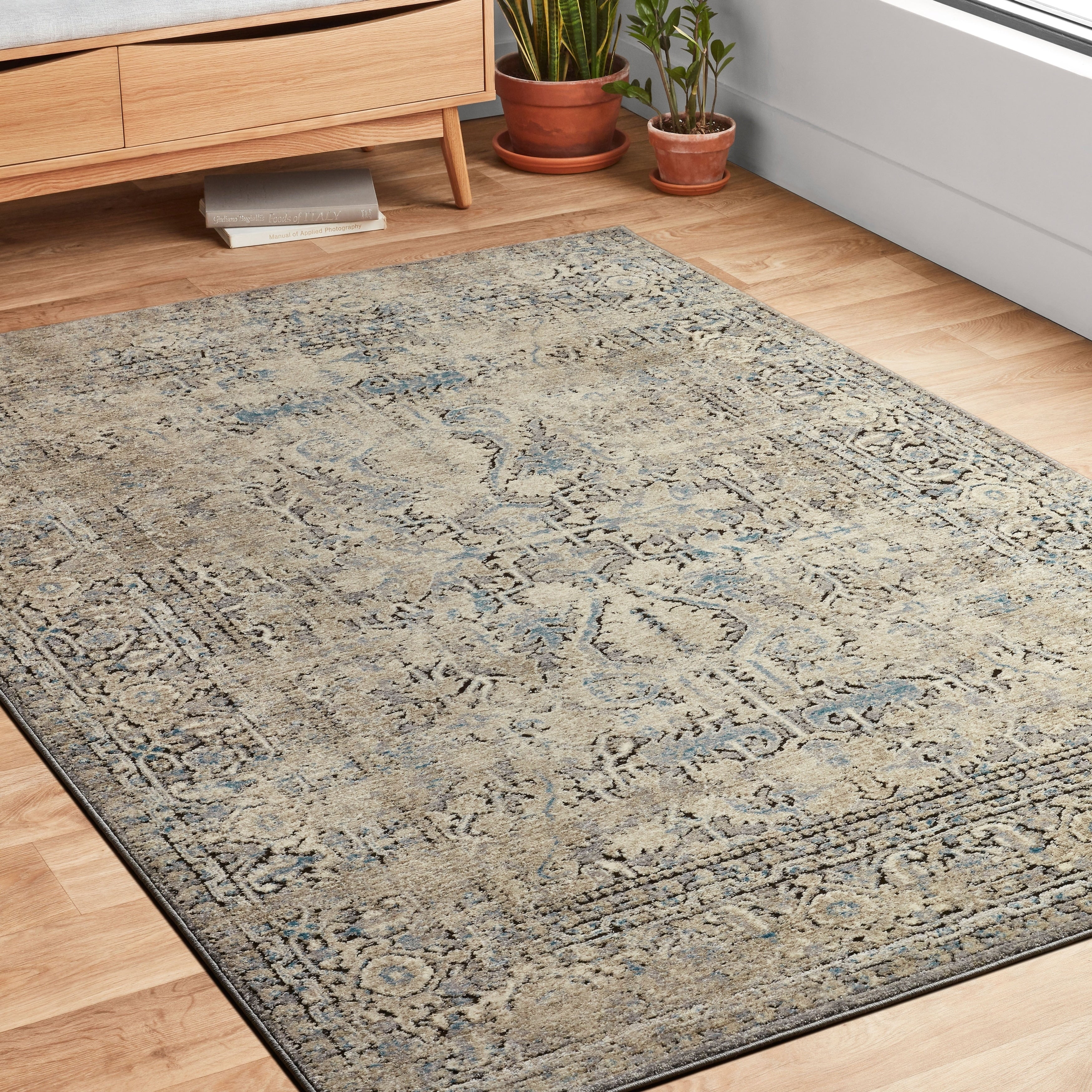 Antique Inspired Vintage Grey Stone Distressed Rug 27 X 4