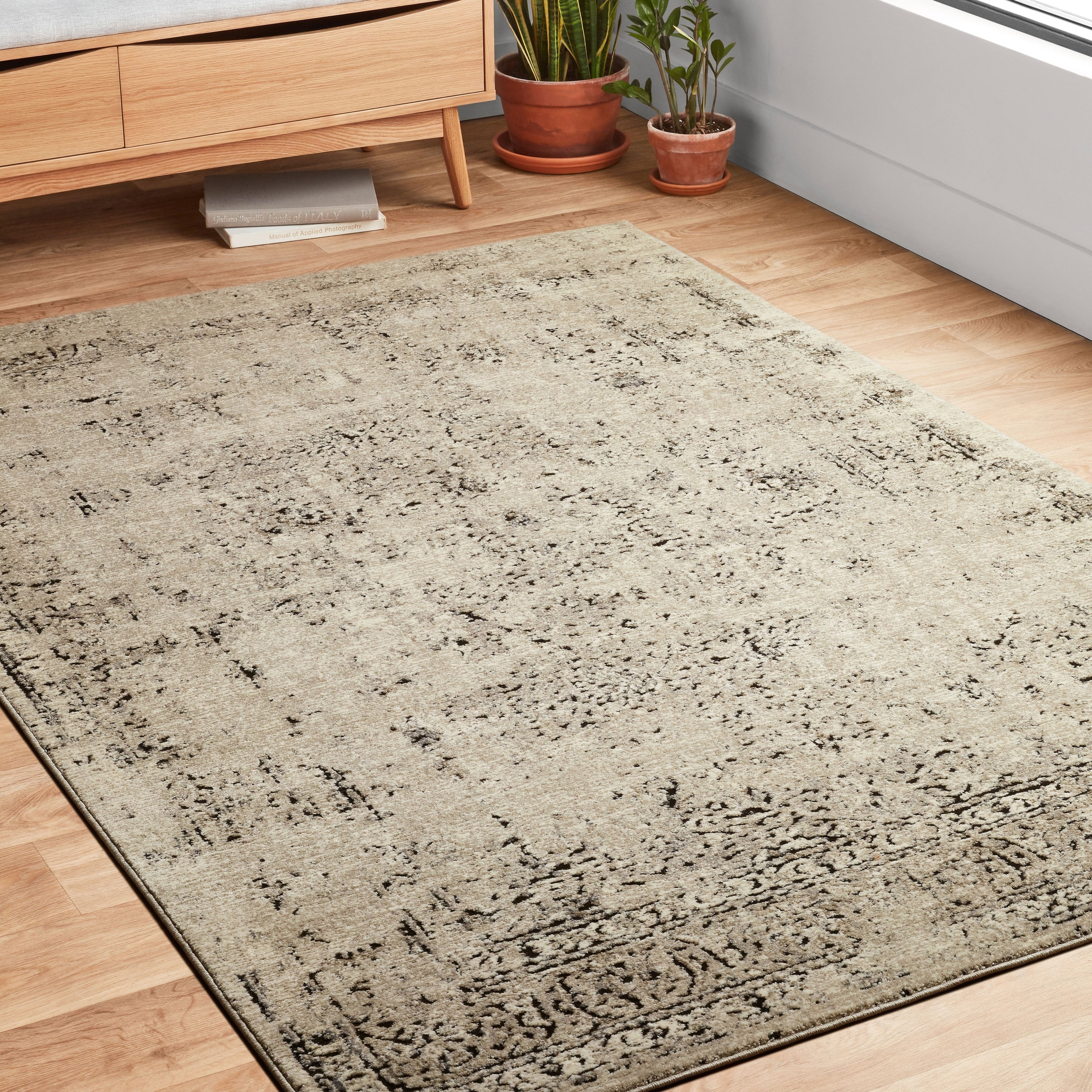 Antique Inspired Vintage Stone Brown Distressed Rug 710 X 106