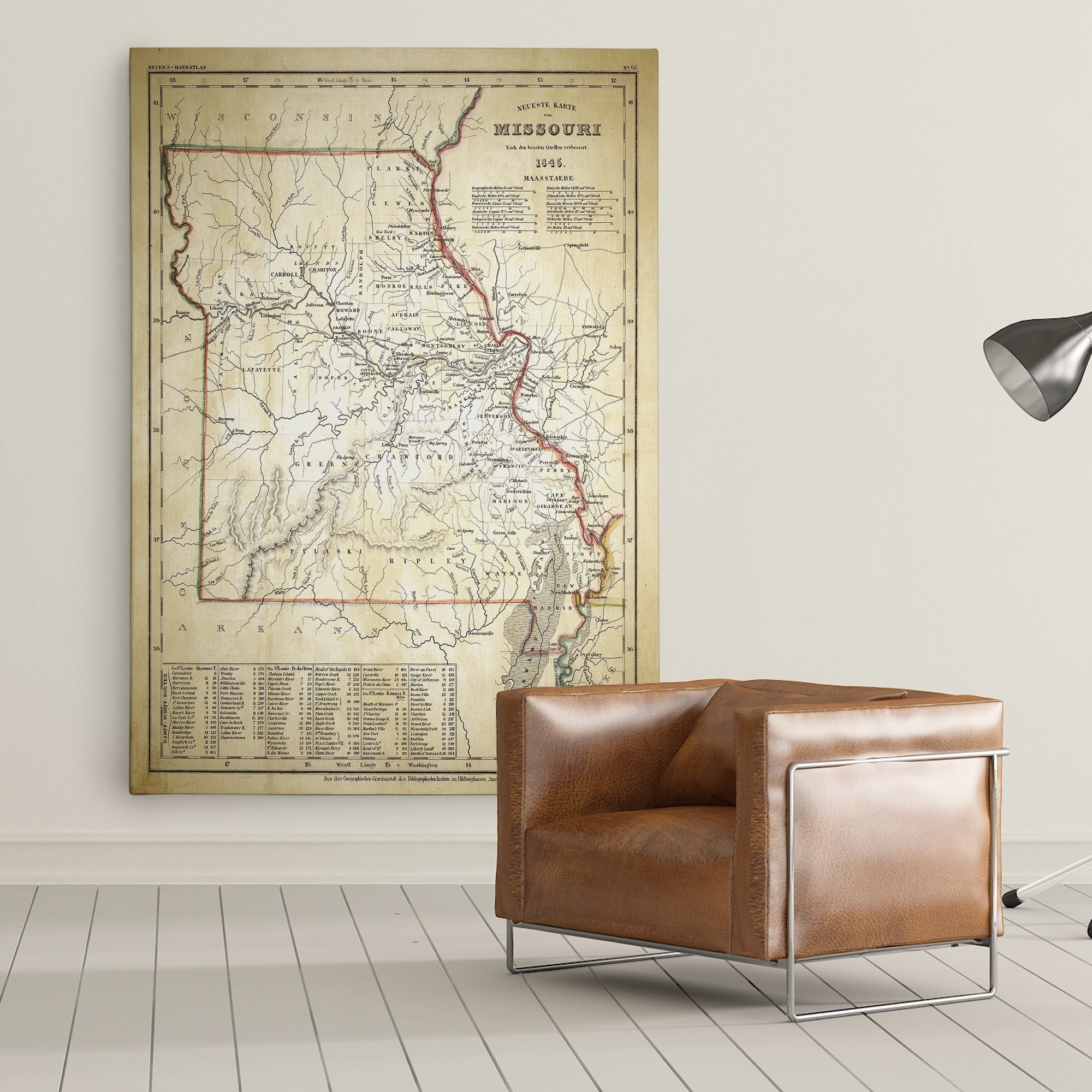 Antique Map Missouri Ii Premium Gallery Wrapped Canvas